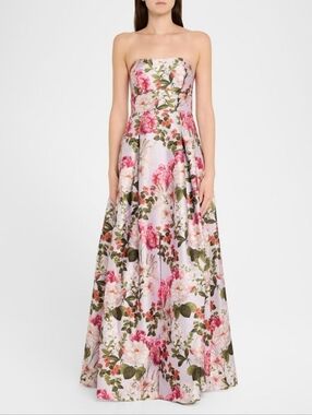 Sachin + Babi Giovanna Strapless Pleated Floral Gown Periwinkle & Petals 10 NWT